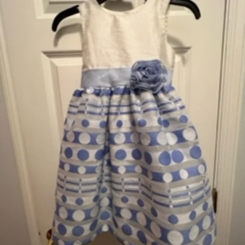 Marmellata girls size 7 blue polka dot dress